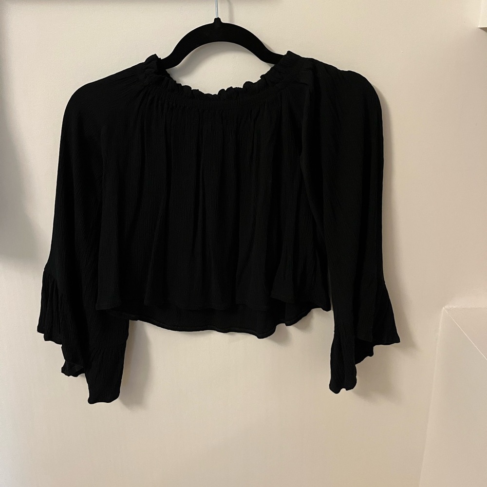 47 Street Black Flowy Off the Shoulder Top